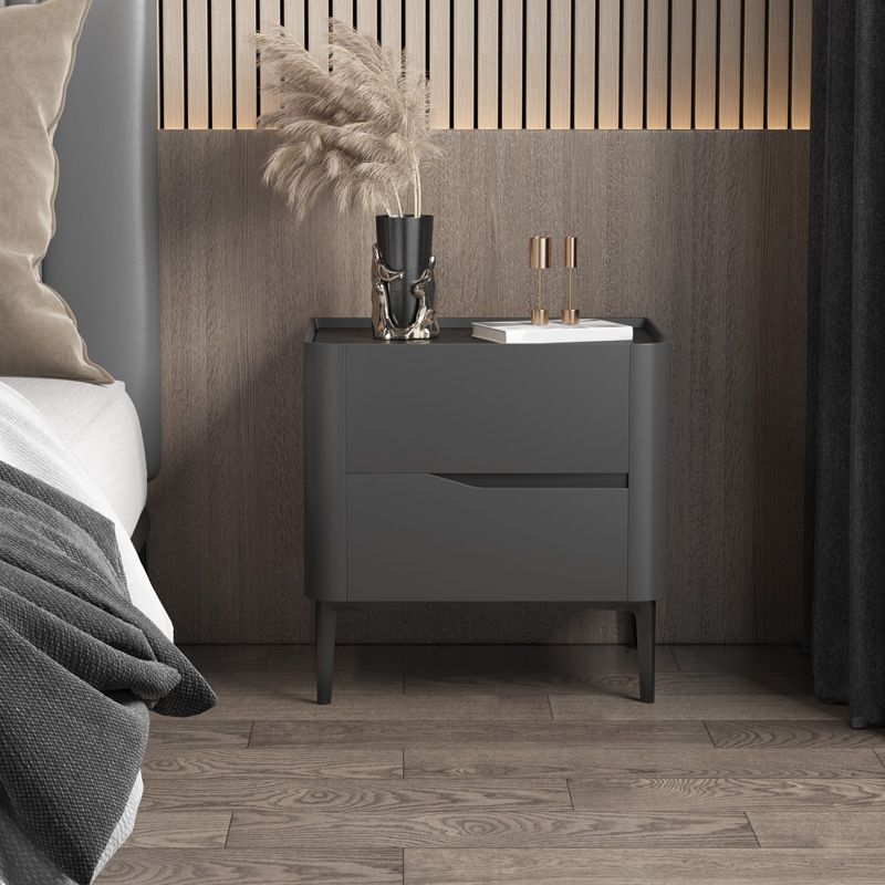 2 - Drawer Contemporary Accent Table Nightstand Antique Finish Bedside Cabinet