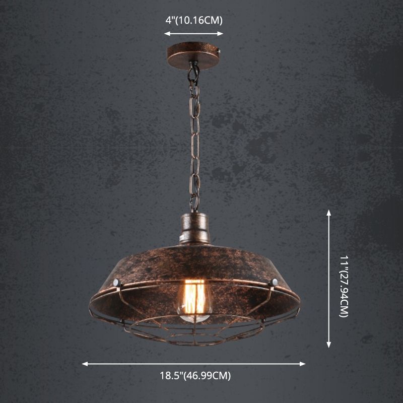 1 leichte Anhänger Leichte industrielle Retro -Schatten -Schatten -Metall -Hang -Lampe mit Grill für Esszimmer