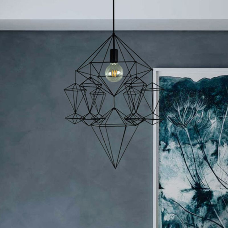 Apparecchiatura Black Diamond Faredture Metal 1 Light Soggiorno Luce a soffitto appeso