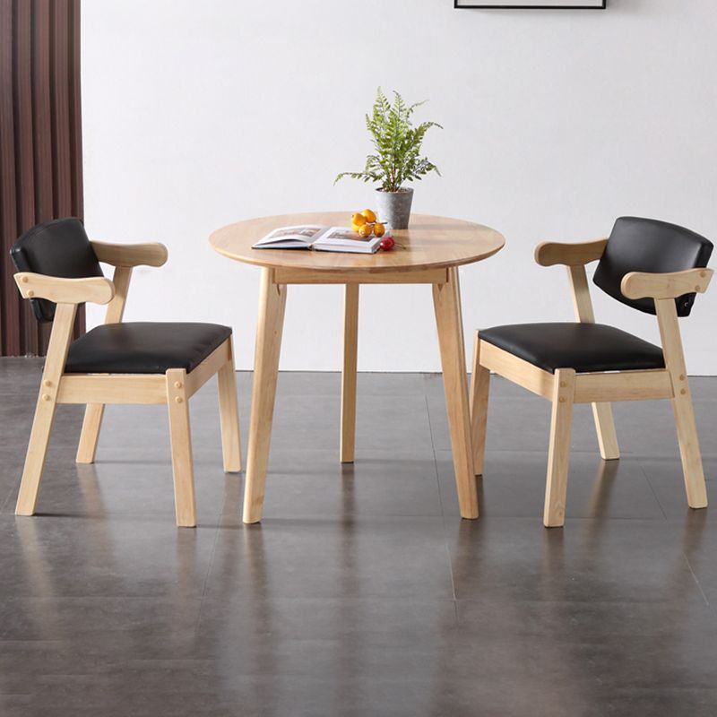 Runde Form moderner Esstisch Holzfarbe fester Tisch mit Gummiholz Massivholz