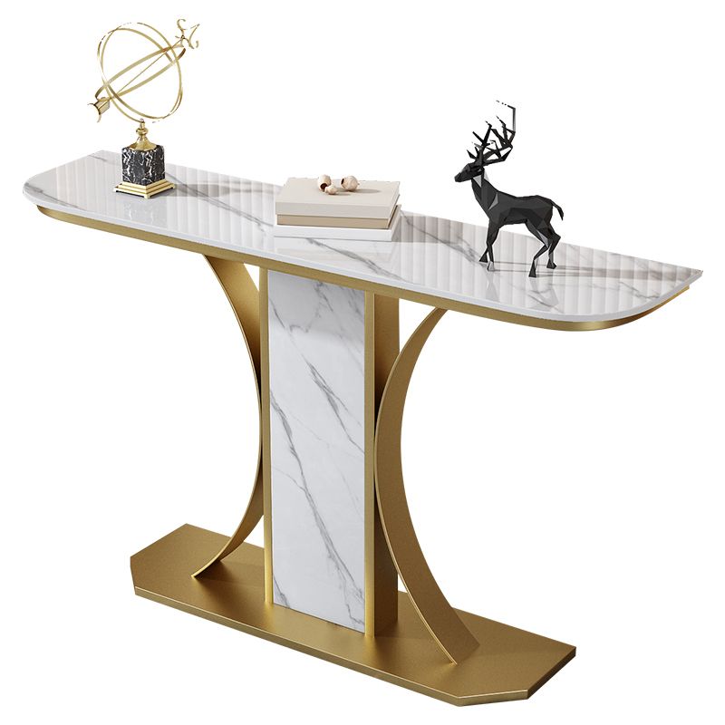 11.8" Wide Stone Console Table Scratch Resistan Table Half Moon Accent Table