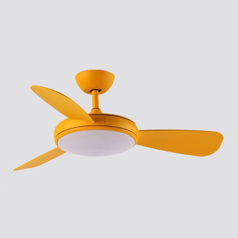 Bowl Shaped Acrylic Semi Mount Lighting Traditional Dining Room LED Hanging Fan Light Fixture, 52" Wide