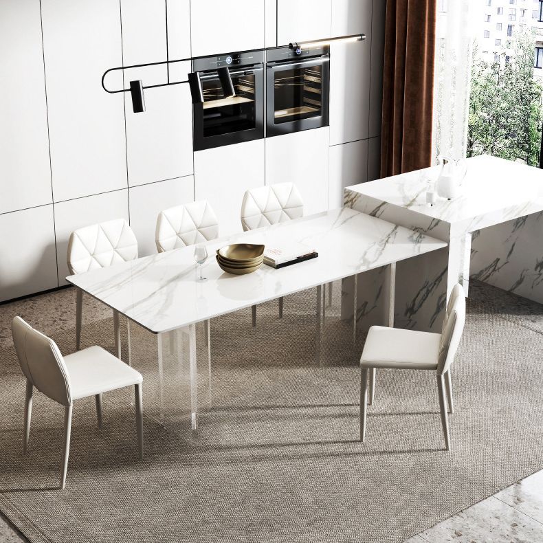 Contemporary Style Rectangle Table Set 1/4/5/6/8 Pieces Dining Set for Home Use