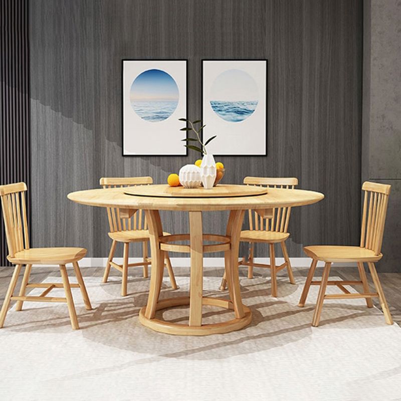 Rubberwood Solid Wood Dining Table Set 5/7 Pieces Dining Set for Kitchen