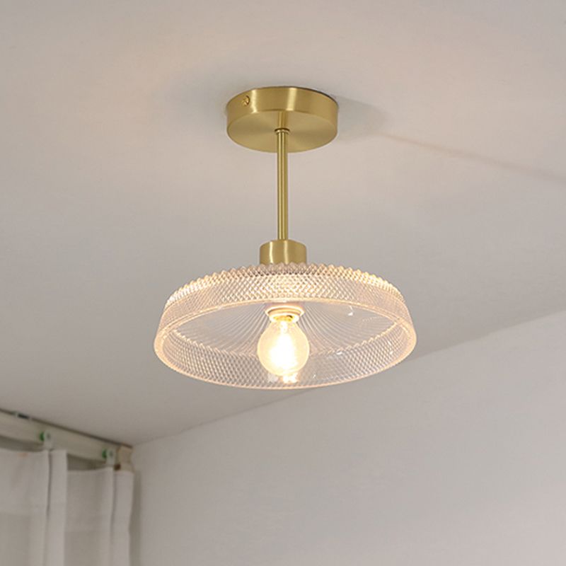 Modern Metal Ceiling Light Geometric Shape Flush Mount with Glass Shade for Living Room
