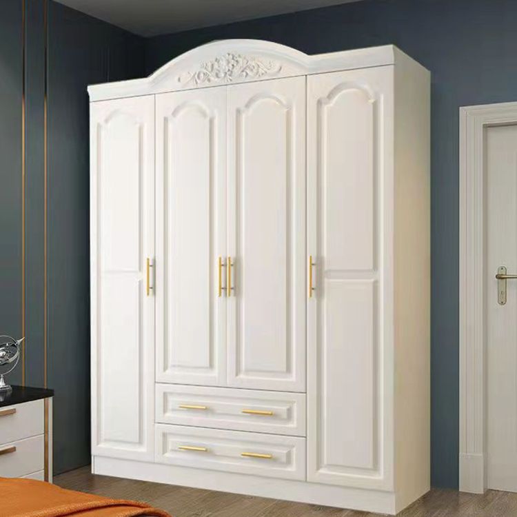 French Country Wardrobe Armoire Engineered Wood Wardrobe with Solid Wood Clothing Rod