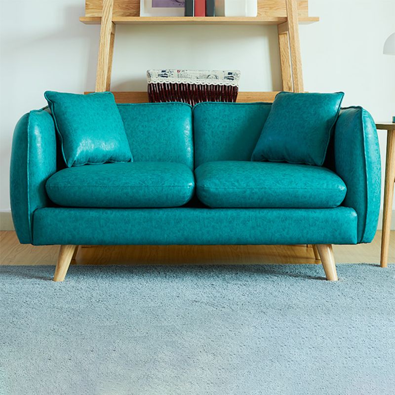 Tuxedo Arm Sofa 25.2" H Simple Faux Leather Cushions Seating