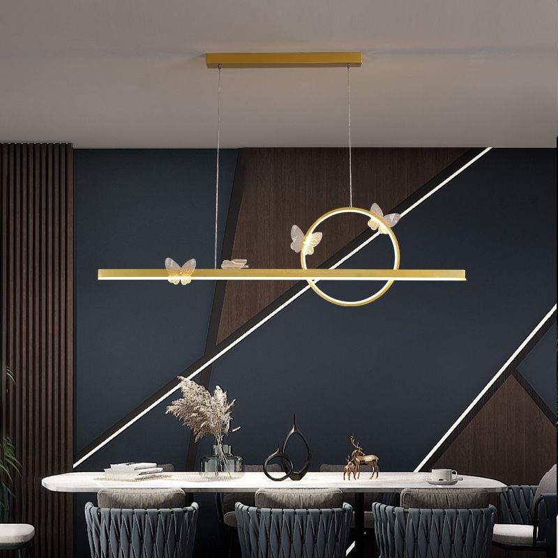 Colgante moderno de la isla de mariposa de oro de la isla de metal para el comedor