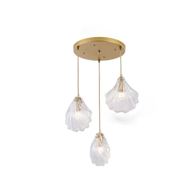 Luz de colgante de clúster de vidrio transparente de lujo, lámpara minimalista de techo múltiple de 3 luces
