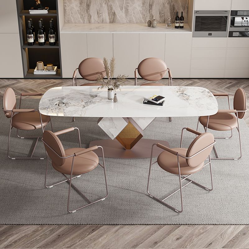 Glam Style Rectangle Sintered Stone Dining Set 1/4/5/7 Pieces Dining Set for Dining Areas