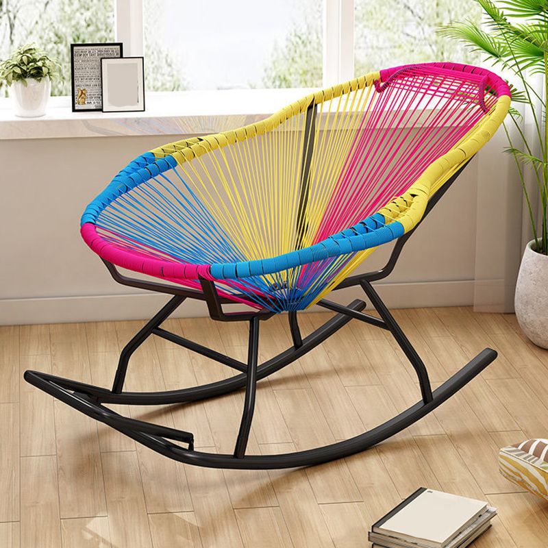 Contemporary Rocking Chair Woven Rope Rocking Accent Chair for Porch