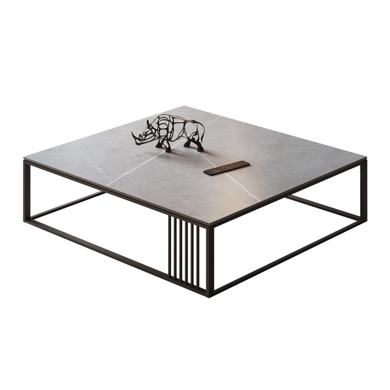 Square/Rectangle Slate Frame 1 Coffee Table Modern Grey and Black Table