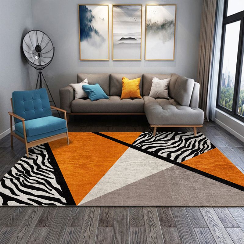 Beige Modern Area Carpet Geometrict Pattern Polyester Area Rug Stain Resistant Rug for Home Decor
