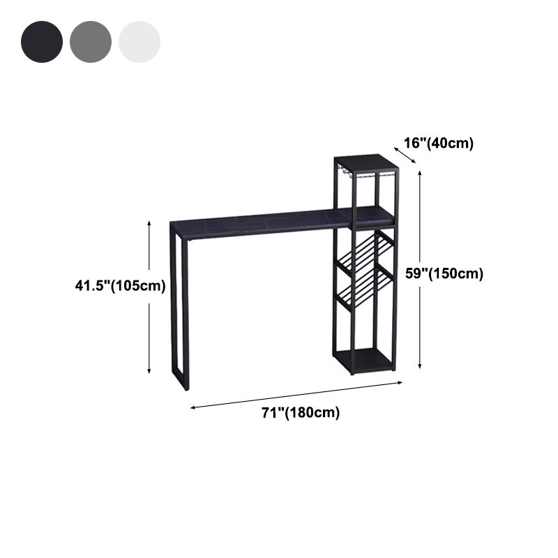 Modern Rectangle Bistro Bar Height Cocktail Table Marble Sled Indoor Bar Table
