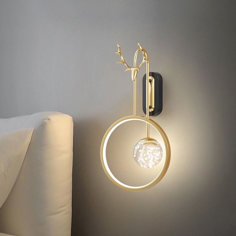 Modern Minimalist Style Circular Wall Mounted Light fixture Glass Wall Light Sconces with Antlers
