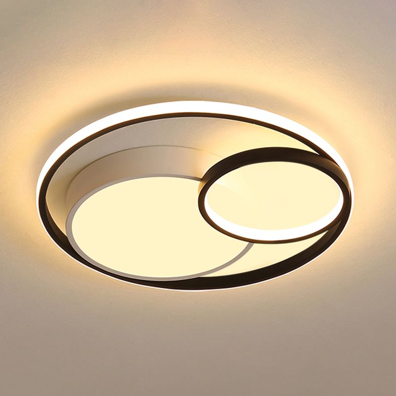 Modern Black & White Ceiling Light Acrylic Shade LED Flush Mount Light for Living Room