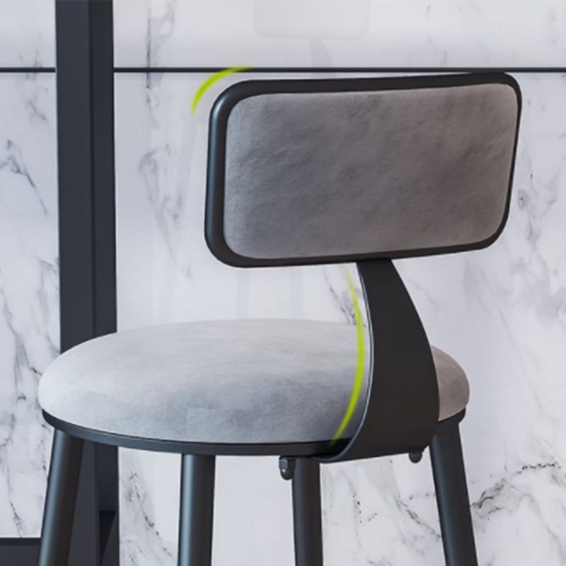 Modern Backrest Armless Counter Stool Iron Dining Room Bar Stool with Cushion and Pedal