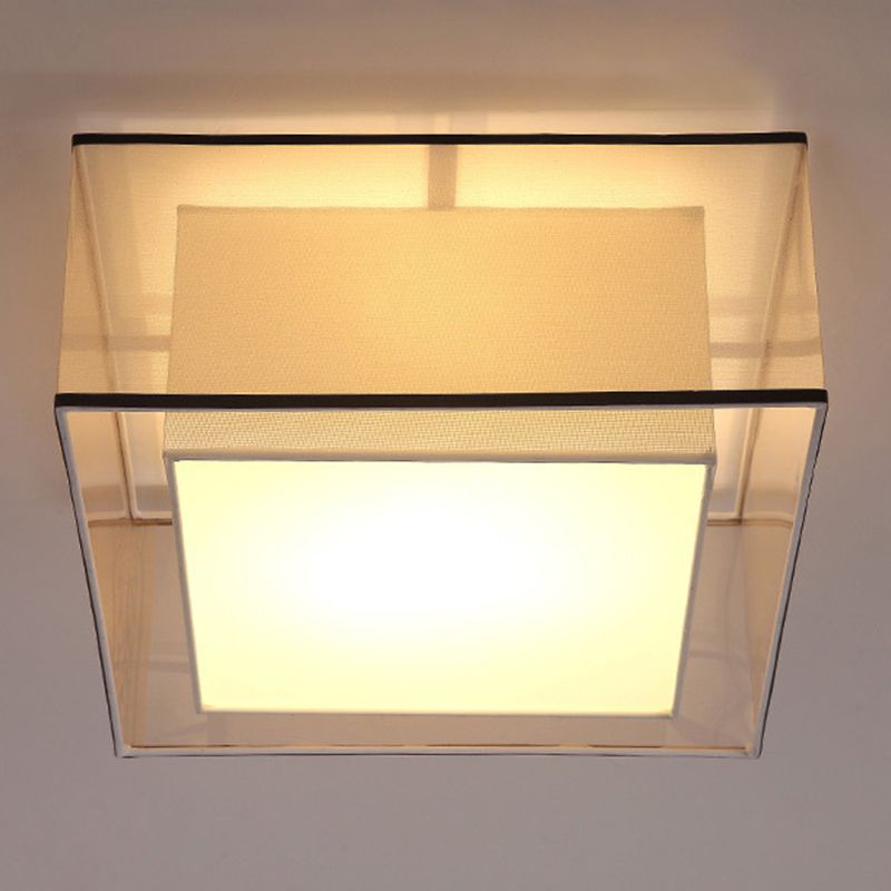 2-schermen stoffen plafondlamp rustieke woonkamer inbouwlamp in koffie