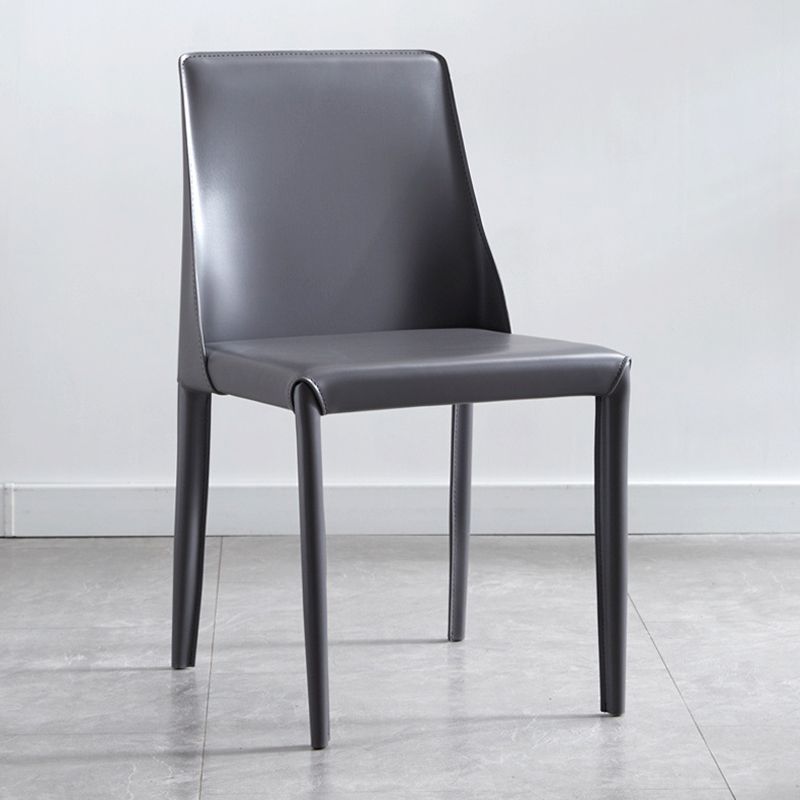 Contemporary PU Leather Dining Side Chair Matte Finish Solid Back Dining Chair