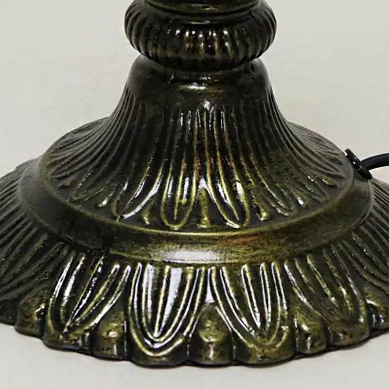 Rustic Parrot Table Lamp with Rose 1 Light Stained Glass Table Lighting in Brass/Copper for Bedroom