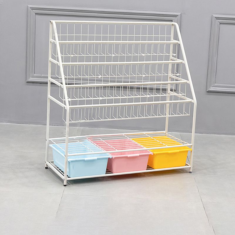 Pure White Shelf Bookcase Metal 6 Shelves Bookcase 37.8" H x 14.6" W