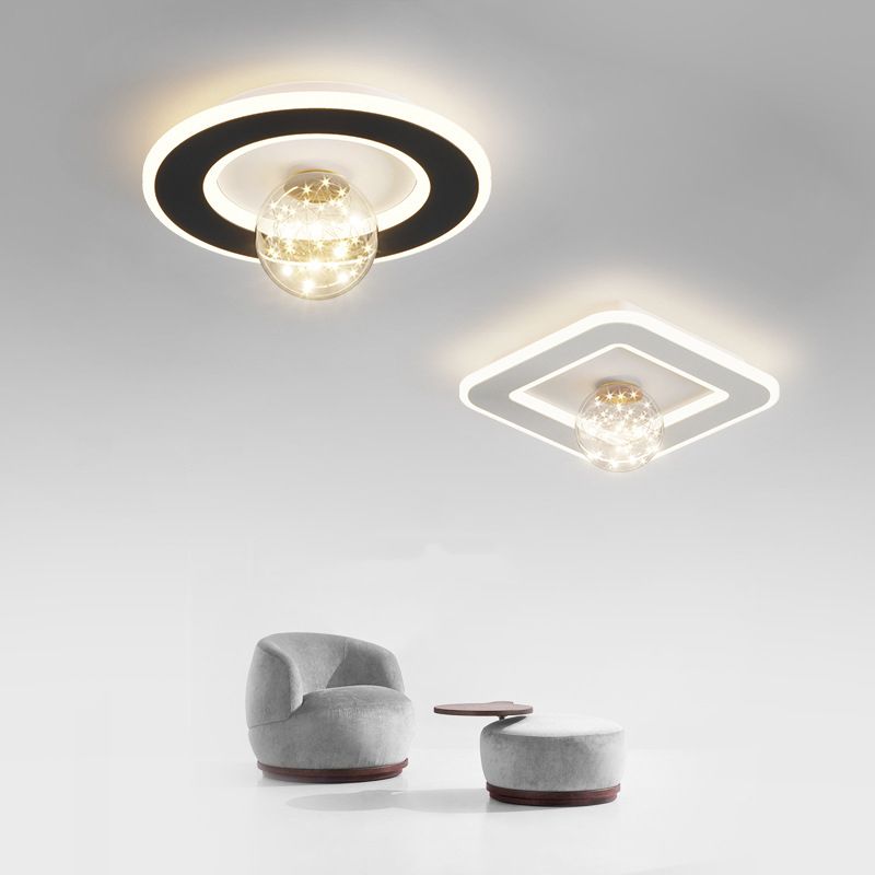 Modern Geometric Flush Light Fixture Metal 2 Light Flushmount Lighting