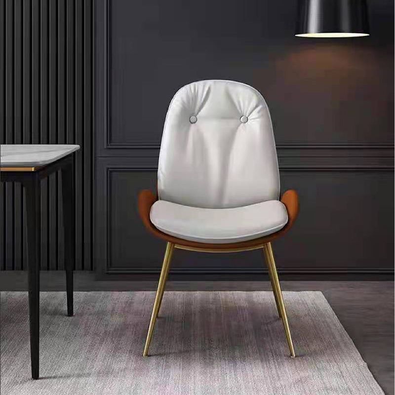 Glam Parsons Chair Faux Leather Kitchen Dining Chair with Metal Legs