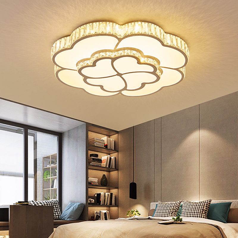 Flower Bedroom Flush Mount Ceiling Fixture Crystal LED Modern Flush Ceiling Light Fixture