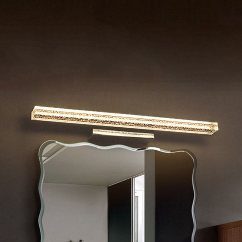 Lampada vanità da bagno lineare acciaio inossidabile in acciaio a 1 luci a parete a led moderna con tonalità acrilica in luce calda/bianca, largo 8 "/16" /23,5 "