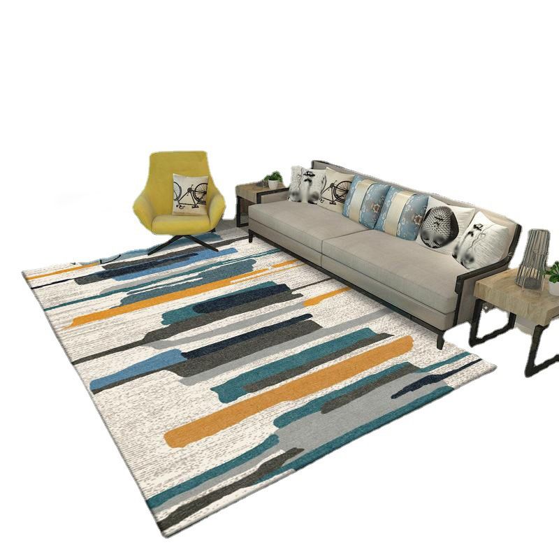 Orange Modern Rug Polyester Abstract Rug Non-Slip Backing Rug for Home Decoration