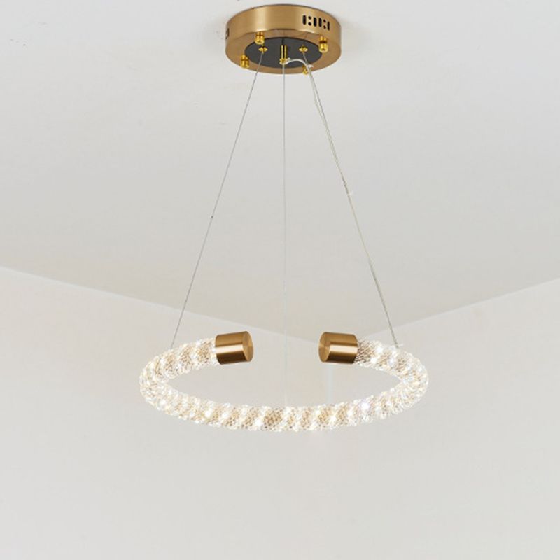 Chandelier suspendu à suspension en laiton à LED de cristal contemporain