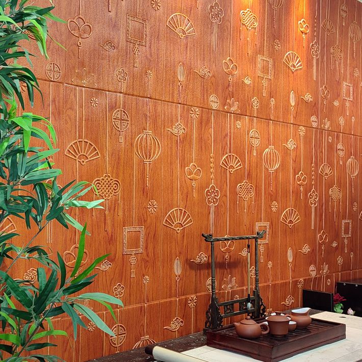 Contemporary Wall Panels Peel and Stick Waterproof Cartoon 3D Print Wall Paneling