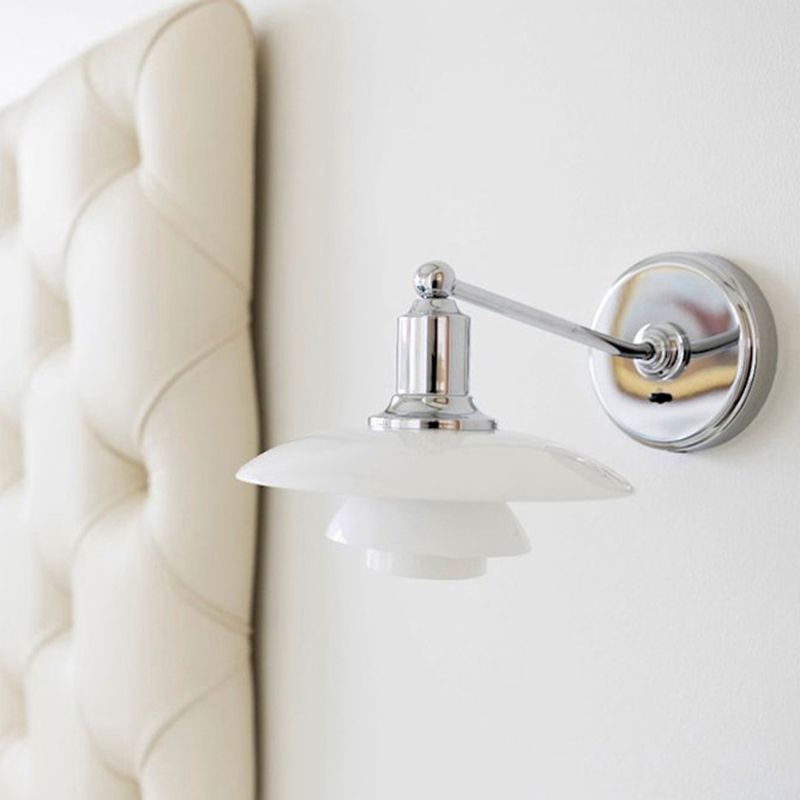 Modern Metal LED Flush Mount Wall Sconce 1-Light Wall Sconce Lights with Grass Shade