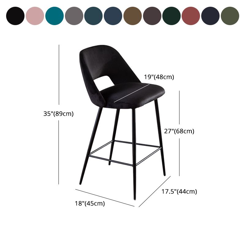 Taburete de bar tapizado de metal contemporáneo, taburete de bar Bristol con respaldo bajo para cocina