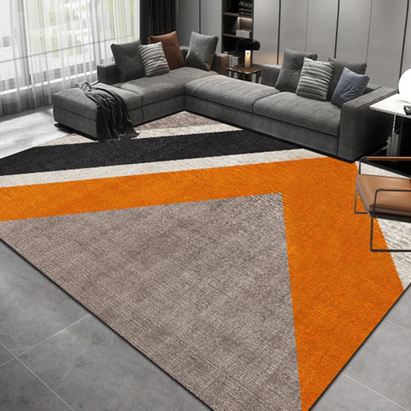 Modern Living Room Carpet Geometric Pattern Polyester Area Rug Non-Slip Backing Rug