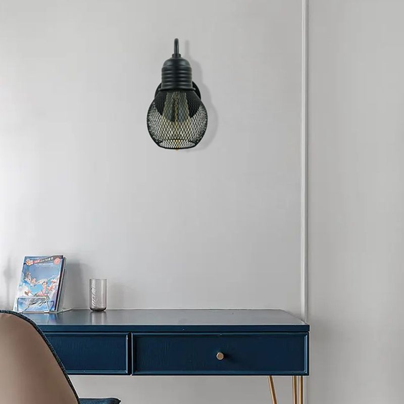 1 Light Wall Mount Light Fixture Industrial Wall Mounted Lighting in Black