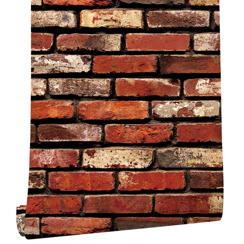 Fake Bricks Wallpaper Roll Stain Resistant Cyberpunk Living Room Wall Decor, 33' x 17.5"