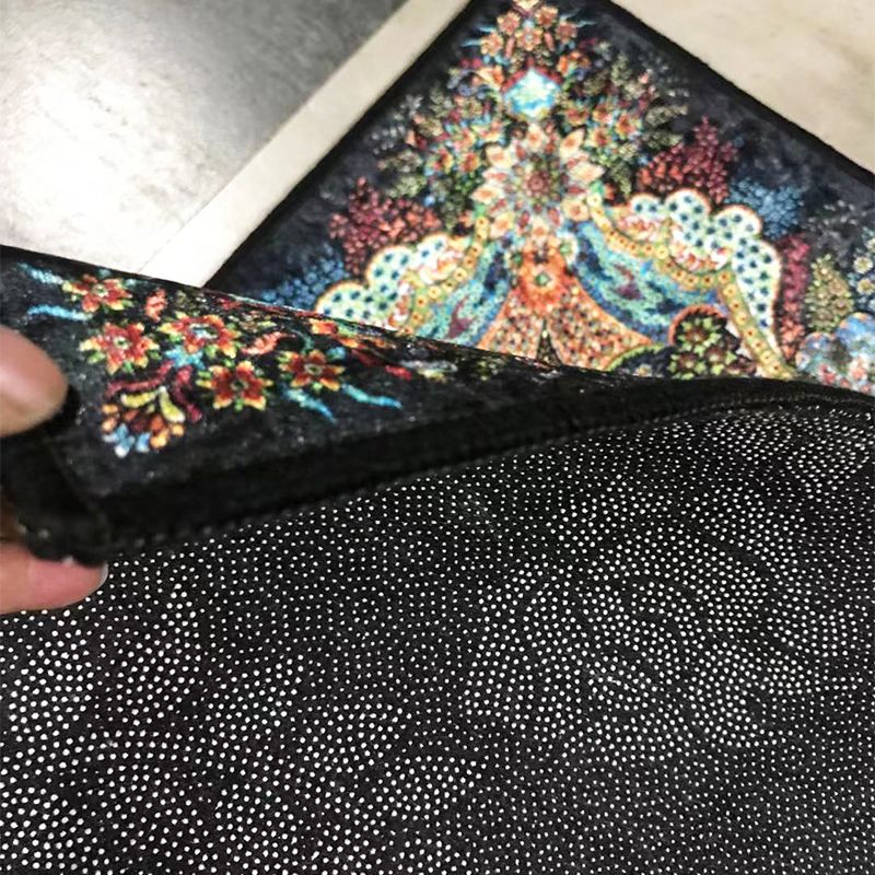 Blau traditioneller Bereich Teppichmedaillon Muster Polyester Fläche Teppich Anti-Schlupf-Teppich für Wohnkultur
