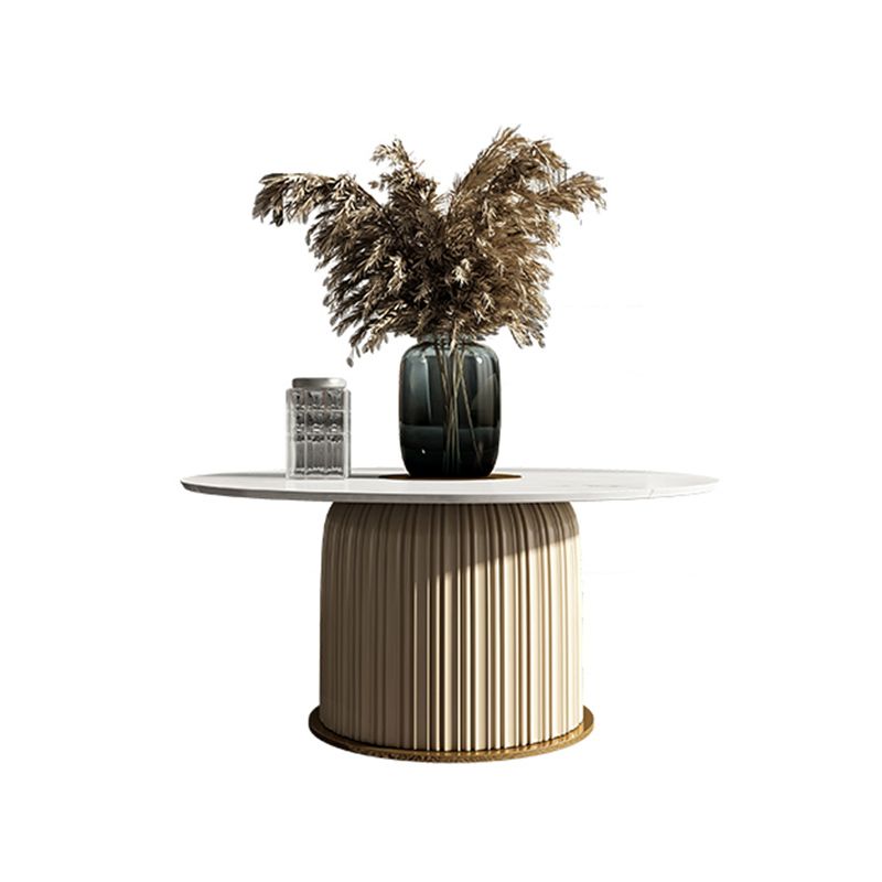 Ceramic Veneer Material Round Metal Material Modern Style Coffee Table