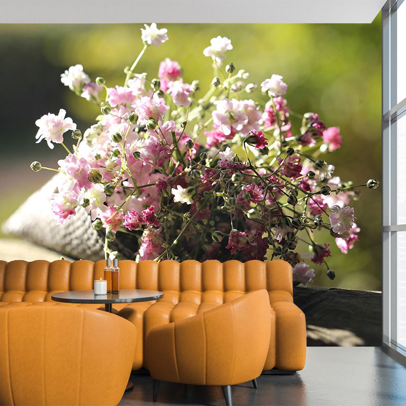 Beautiful Flowers Murals Wallpaper Flower Stain Resistant Wall Decor for Girl Bedroom