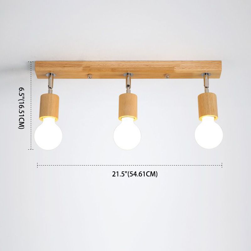 Verstelbare kale lamp-plafondlamp Scandinavisch natuurlijk hout Beige semi-inbouwlamp voor gang