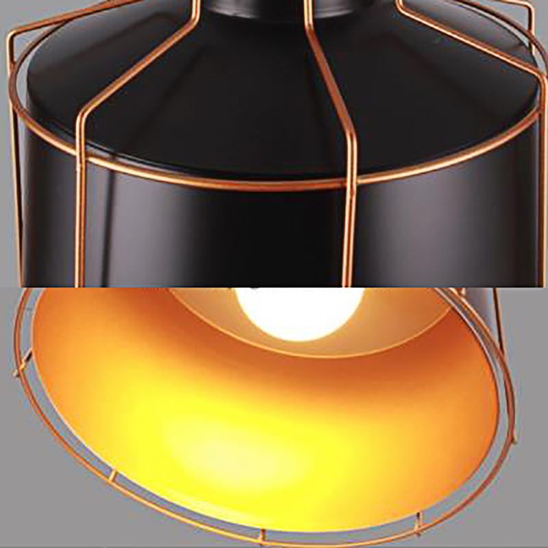 Apparecchiatura da soffitto a soffitto di tamburo in metallo 1 tavolo da pranzo leggero lampada sospensione in nero