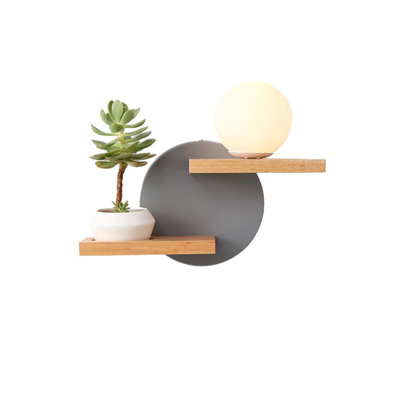 1-Light Round Shade without Plants Wall Sconce Modern Simple Style Glass Wall Lighting