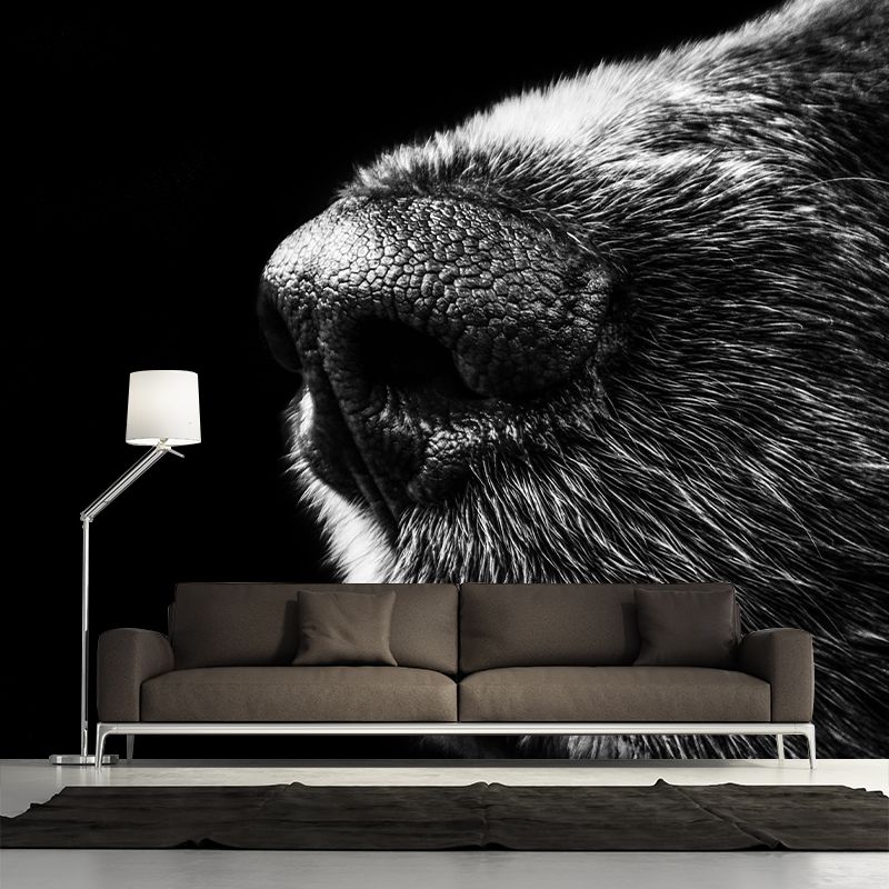 Customized Dog Nose Wall Mural Wallpaper Horizontal Photography for Sitting Room