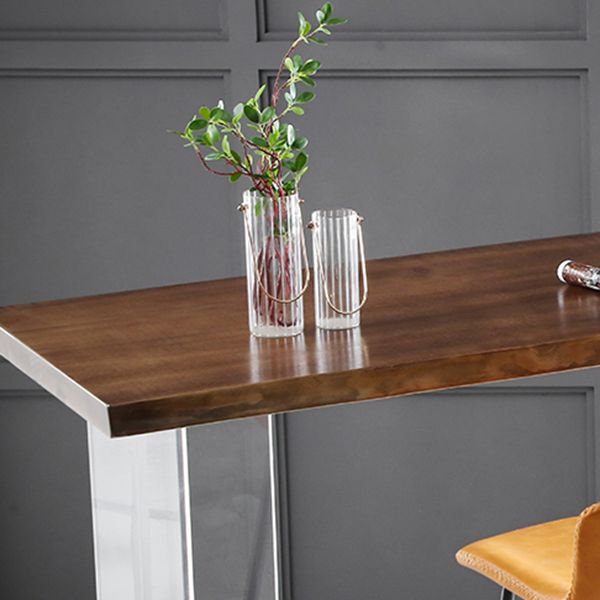 1/2/3/5Pieces Modern Rectangle Pub Table Set Wooden Counter Table with Acrylic Stools