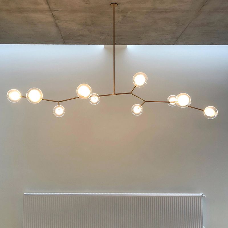 Nordic Modern Dining Island Light Glass Shade Chandelier Light Fixture for Dining Room