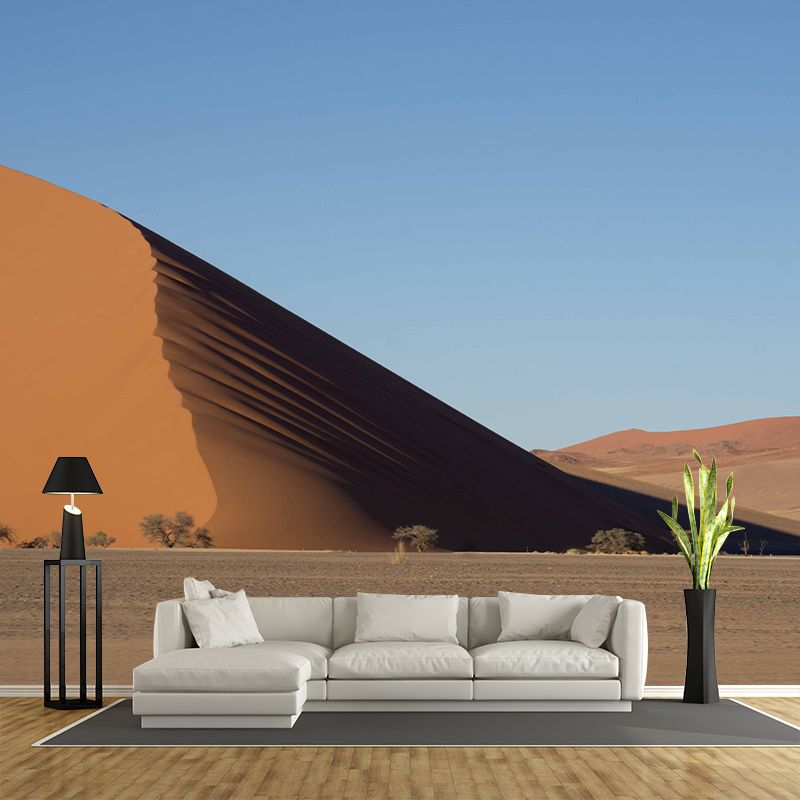 Yellow Desert Scenery Mural Moisture Resistant Wall Art for Sleeping Room