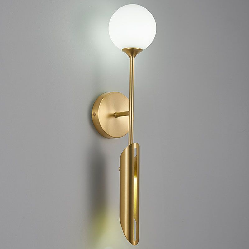 Contemporary Glass Wall Sconce Armed 2-Light Wall Mounted Light for Bedroom