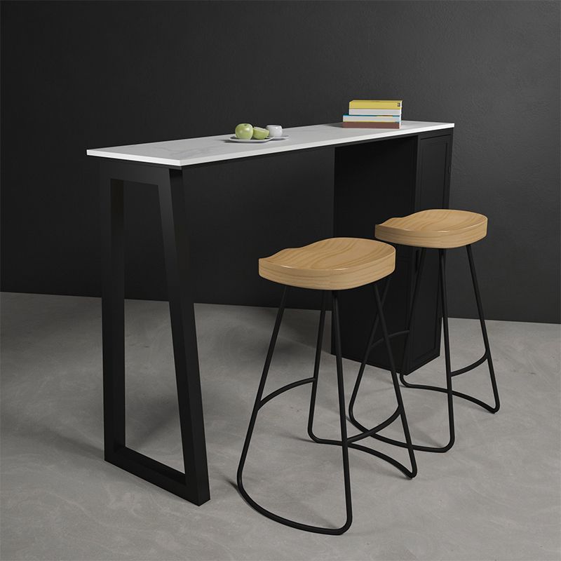 Modern 1/3 Pieces Bar Table Set Rectangle Stone Counter Table with Backless Stools