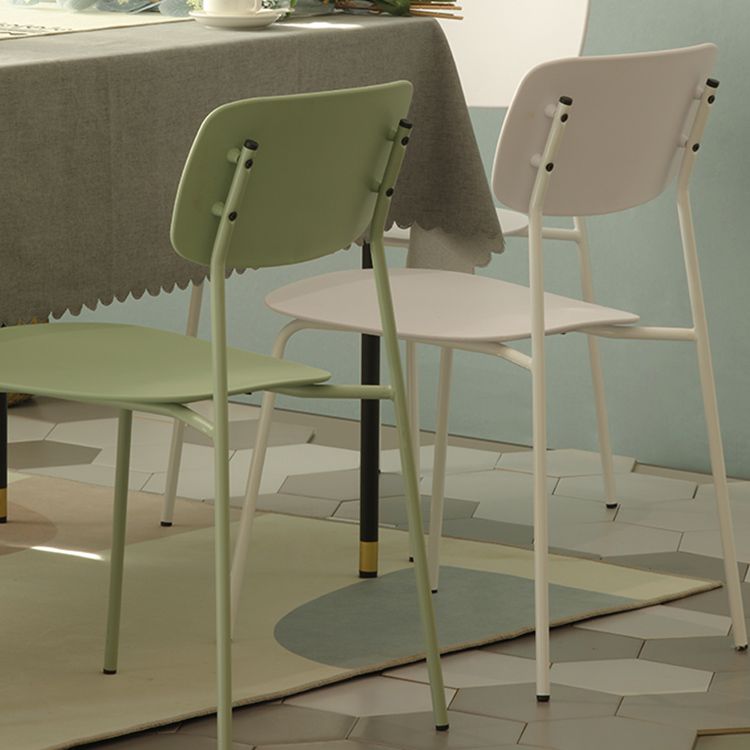 Industrial Dining Armless Chairs Plastic Open Back Side Chair with Metal Legs